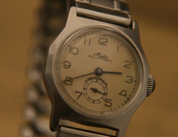 Rare Vintage 1940's Swiss MIDO Multifort Super Automatic Military