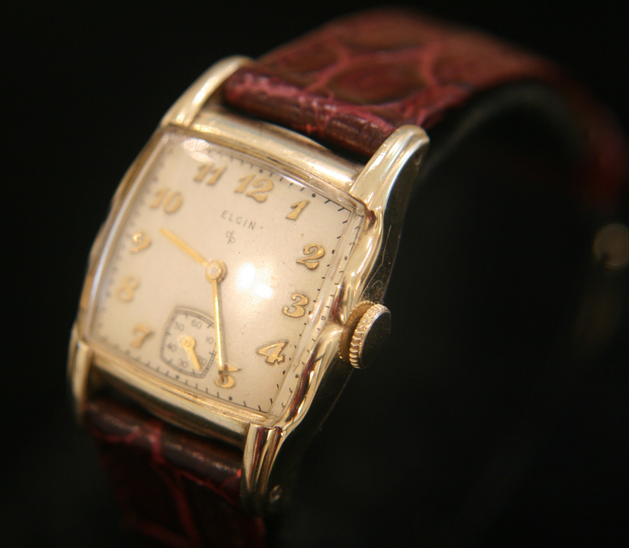 Men's fancy case vintage 1951 Elgin 10K rolled gold dress 17 jewel ...