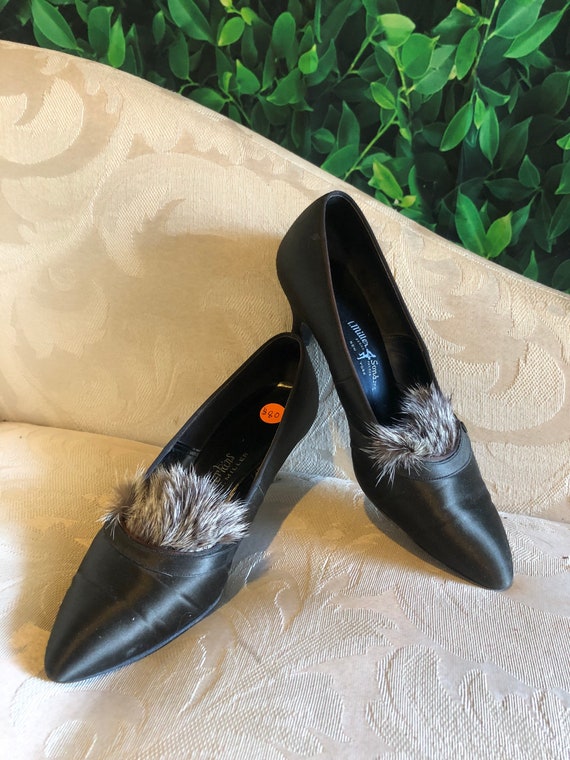 Millerkins by I. Miller fur & satin kitten heels