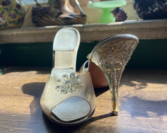 Gorgeous vintage rhinestone lucite heels