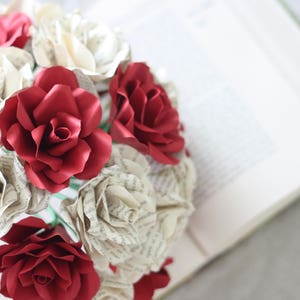 Book Paper Bridal Bouquet, 19 Long Stem Roses, Paper Flower Bouquet, Book Page Roses, Paper Roses, Eco Wedding Flowers