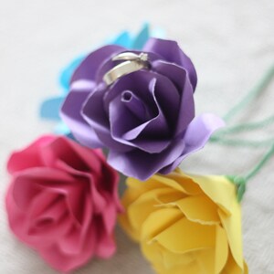 Long Stem Paper Rose, Individual Paper Rose, Book Page Roses, Paper Flowers, Paper Roses, Eco Wedding Flowers image 9