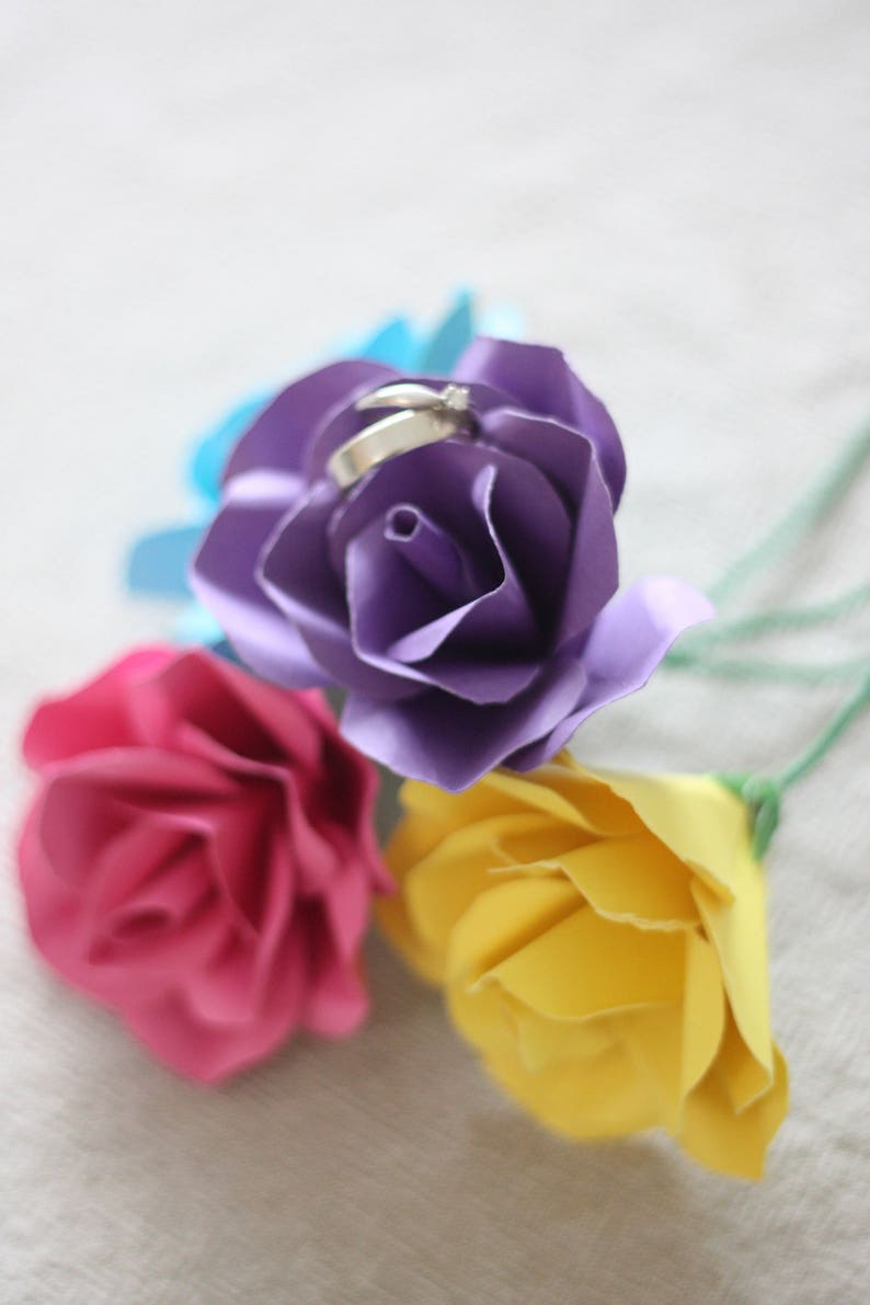 Long Stem Paper Rose, Individual Paper Rose, Book Page Roses, Paper Flowers, Paper Roses, Eco Wedding Flowers image 9