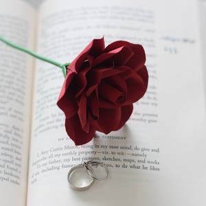 Long Stem Paper Rose, Individual Paper Rose, Book Page Roses, Paper Flowers, Paper Roses, Eco Wedding Flowers image 1