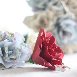 Long Stem Paper Rose, Individual Paper Rose, Book Page Roses, Paper Flowers, Paper Roses, Eco Wedding Flowers image 5