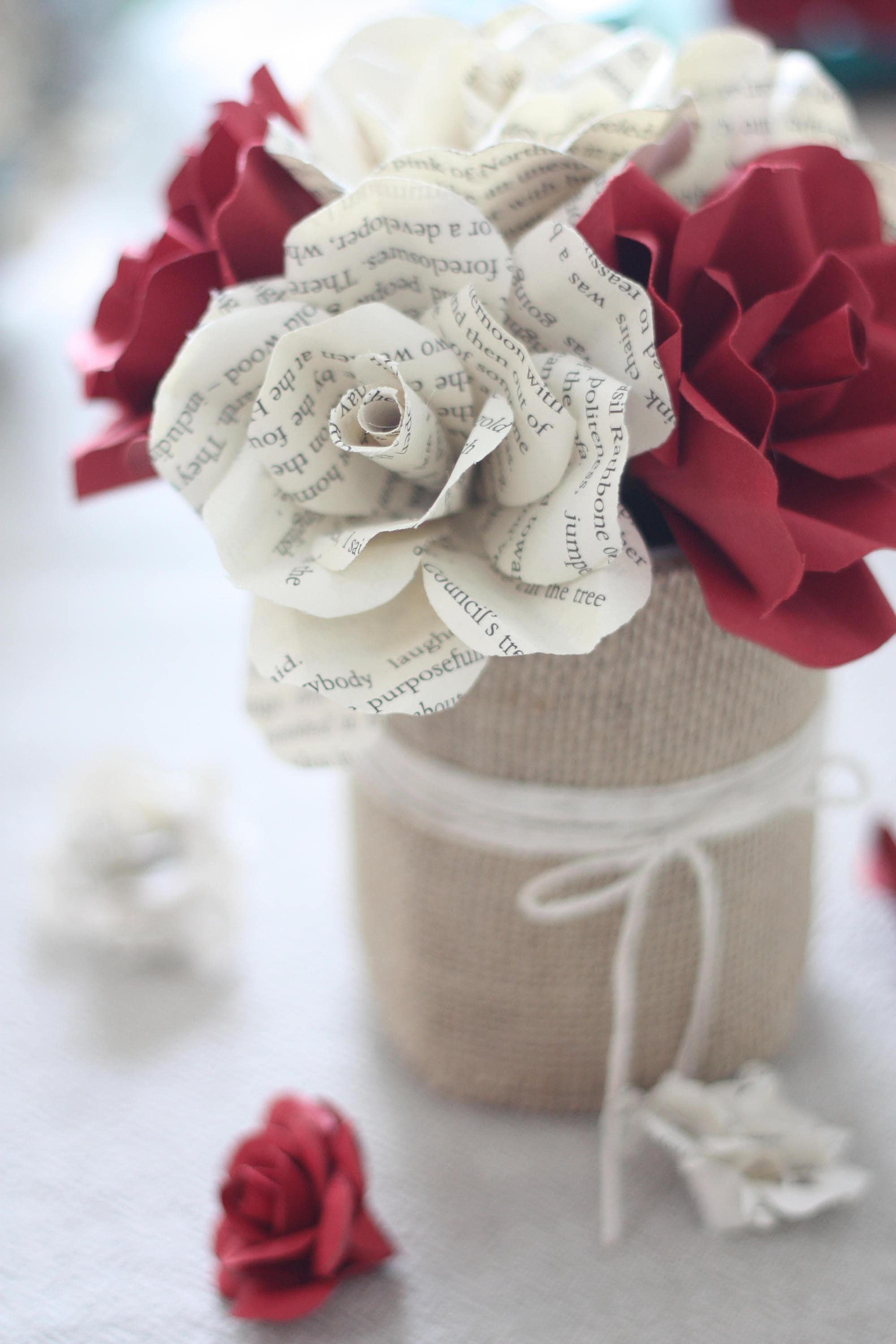 Book Paper Rose Centrepieces, Wedding Centerpieces, Book Page Roses ...