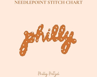 Philly Pretzel Needlepoint | Digital Stitch Chart PDF