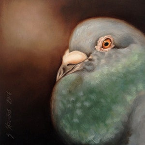 Origineel gesigneerd olieverfschilderij op MDF, "The Rock Dove" In The Old Dutch Masters Style