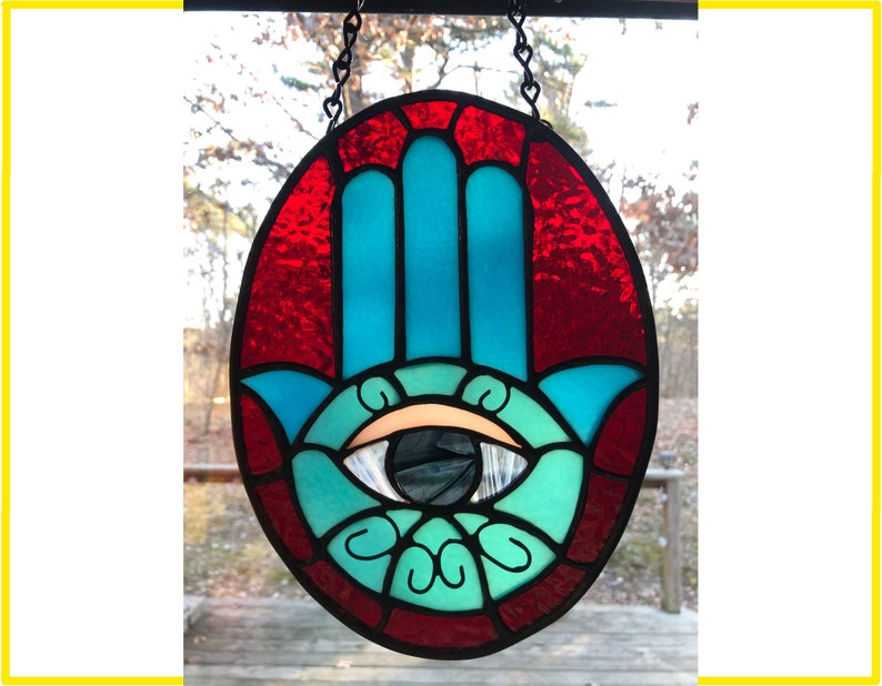 Hanging Stained Glass Hamsa Hand | Etsy