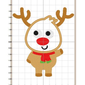 Christmas Reindeer Applique Machine Embroidery File Digital Download