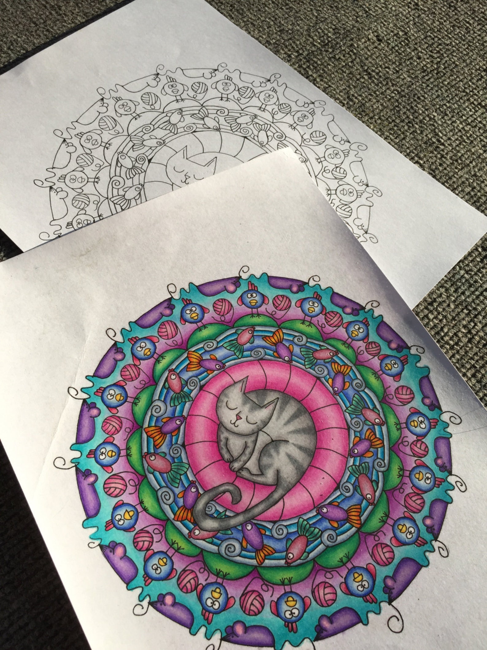 Cat Nap Adult Coloring Page - Etsy