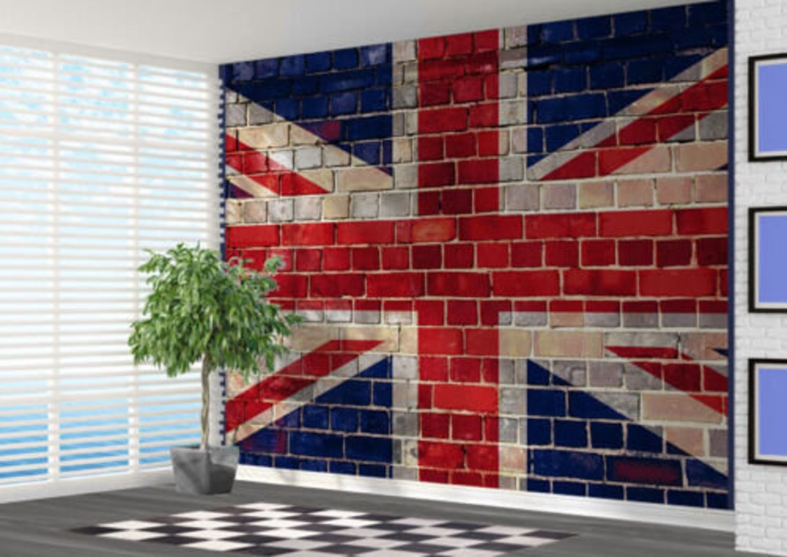 Union Jack Graffiti brick Wallpaper wall mural wall art Etsy