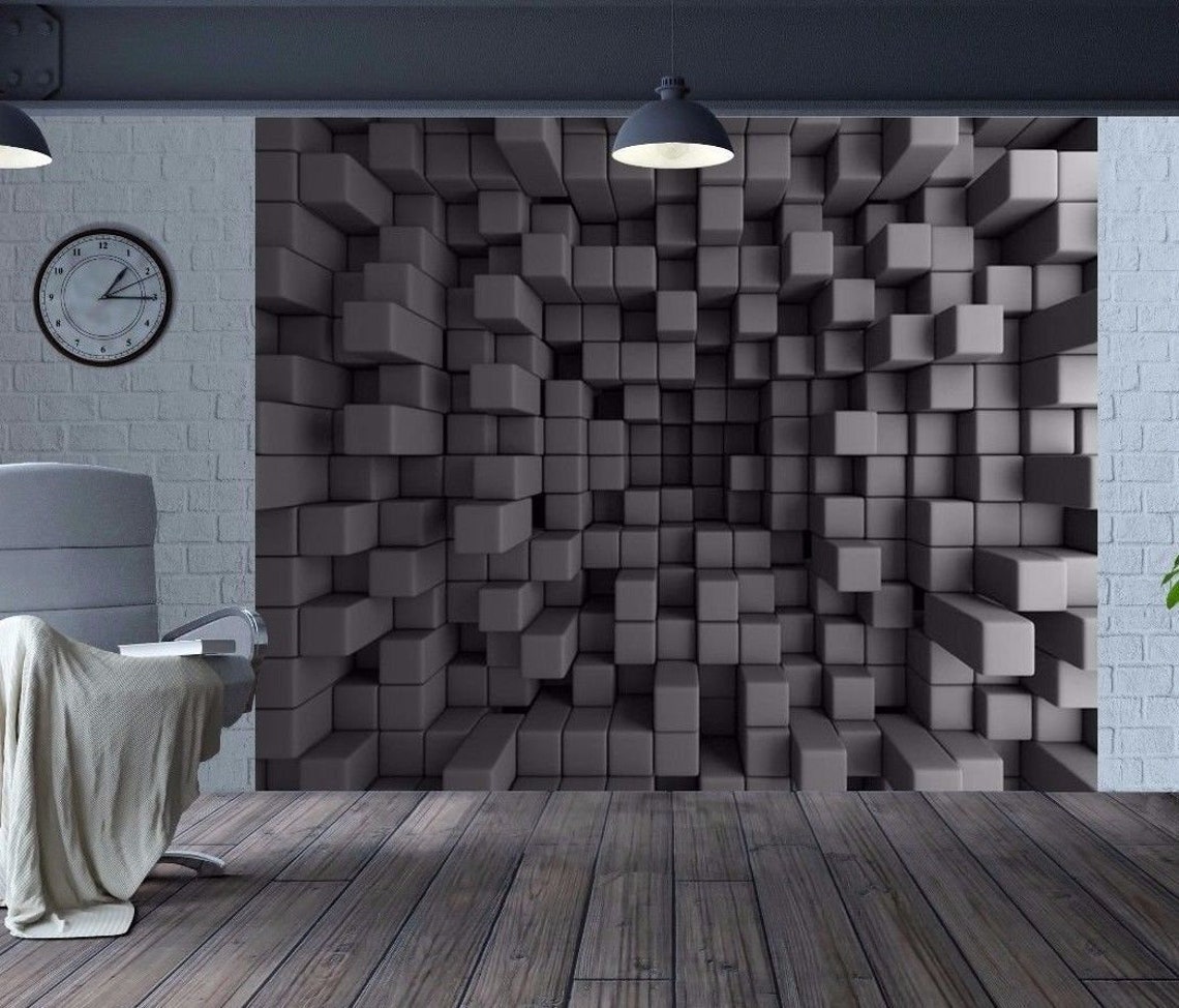 Awesome 3D Optical Illusion Cubes Wallpaper Wall Mural Etsy