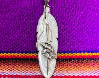 Pendentif condor des Andes et plume