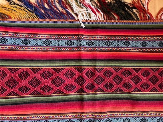 Andean Woven Poncho - Orange/green - Etsy