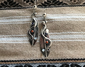Andean serpent and Feather Earrings