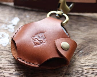 Leather Lens Cap Case, Lens cap holder, Leather cap pocket.