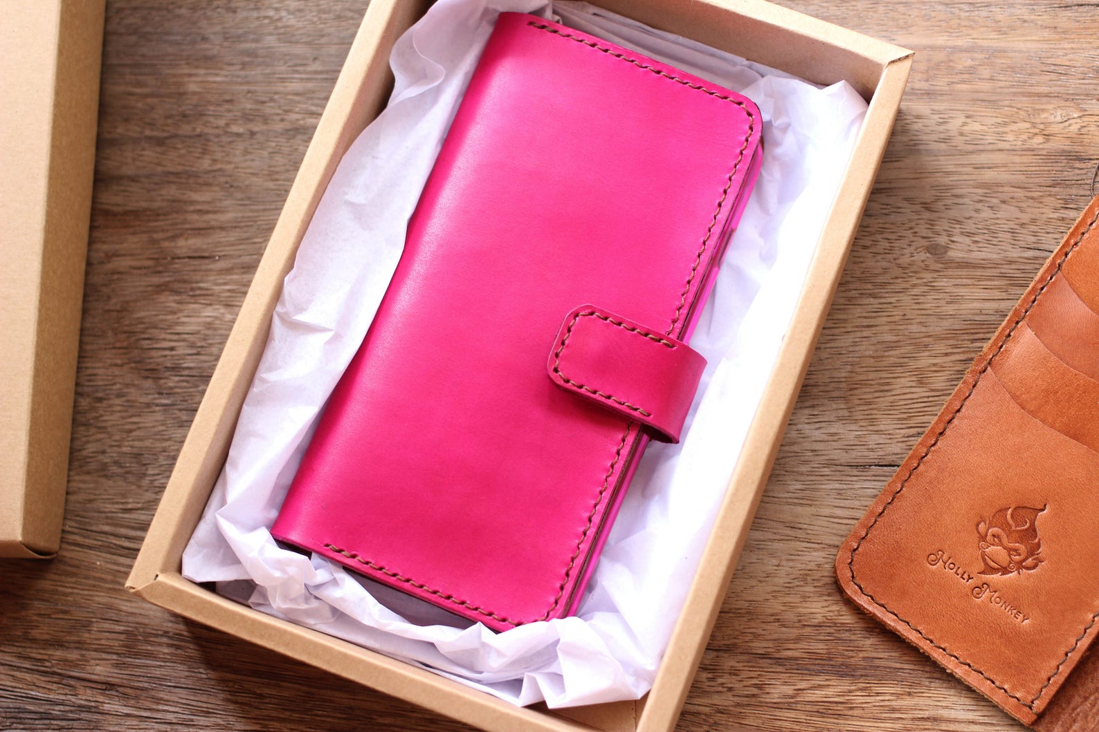 Wallet iPhone Case, Leather iPhone 7 Case 4 Card Slots, Handmade iPhone Wallet, Card Holder