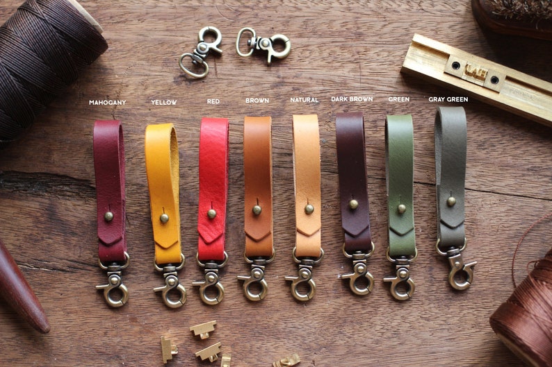 Personalized Custom Leather, Keychain Leather Keyring Keychain, Key fob image 1