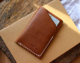 Leather card sleeve, slim leather credit card holder, leather wallet, full grain leather