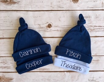 Personalized Baby Hat, Knot Newborn Hat, Monogram Cap, 9 COLOR OPTIONS!