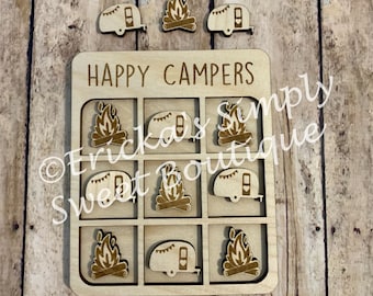 Camping Tic Tac Toe Board | Wooden Game | Classic Game | Camping Gift