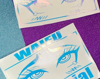 Ahegao waifu holographic vinyl decal