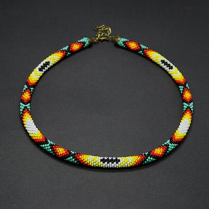 Native Americans inspired beaded necklace Bead crochet choker Native beadwork Seed bead necklace