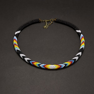Native Americans inspired beaded necklace Bead crochet choker Native beadwork Seed bead necklace