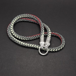 Serpent necklace, Black snake necklace, Ouroboros, Witchcraft crochet jewelry