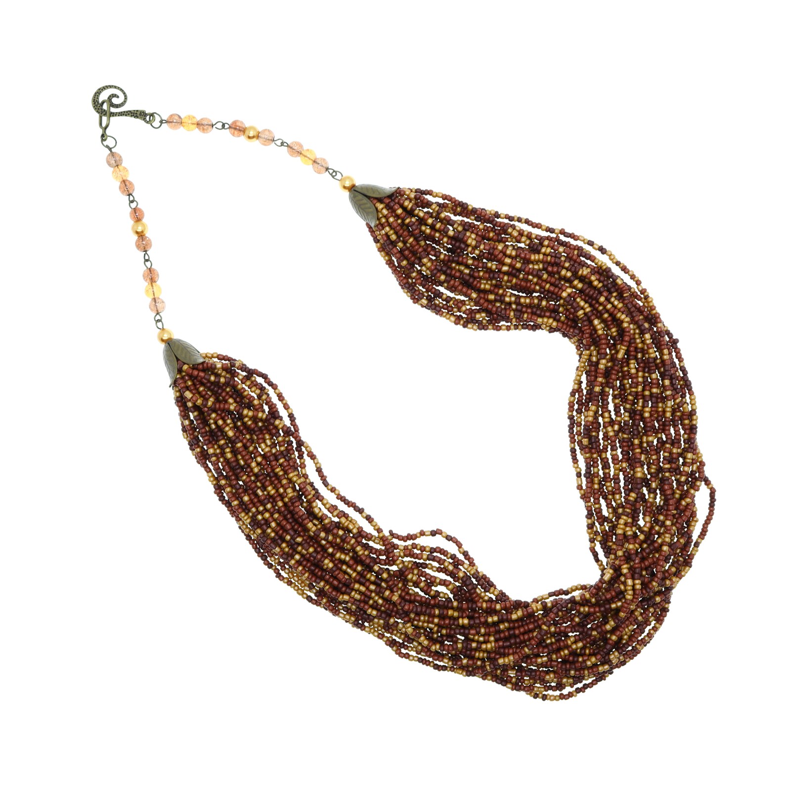 Multi strand seed bead necklace Multi layer necklace Brown Etsy