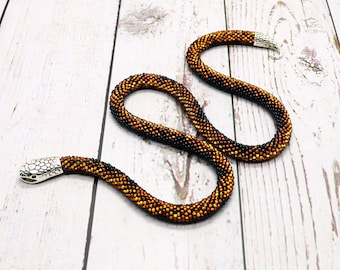 Bead snake necklace, Ouroboros choker, Viper bracelet, Serpent necklace