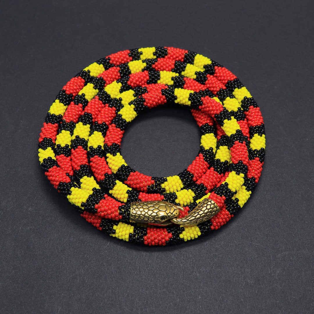 Beaded Snake Necklace Red Snake Necklace Serpent Choker Ouroboros ...