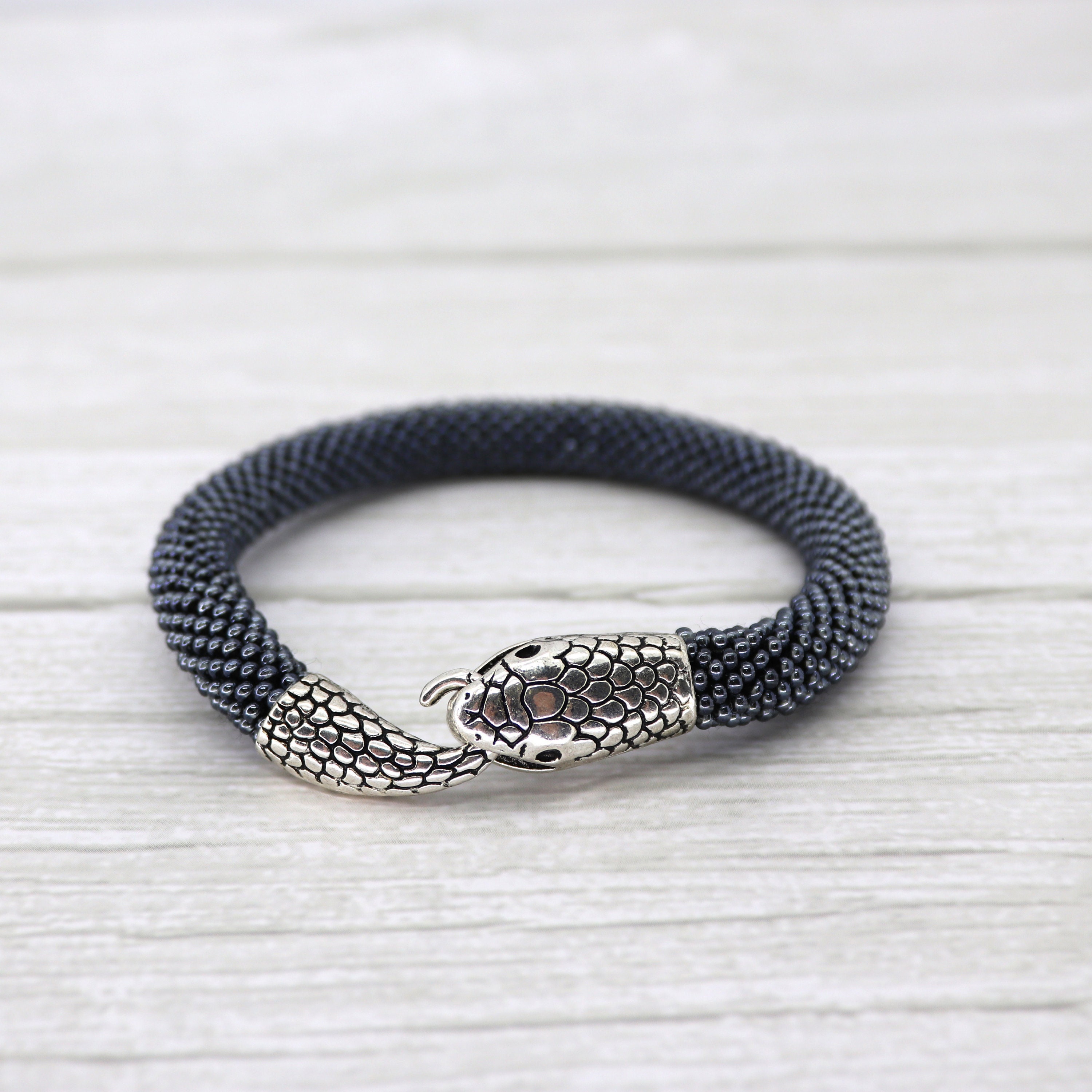 Black snake bracelet Ouroboros bracelet men or women Serpent bangle