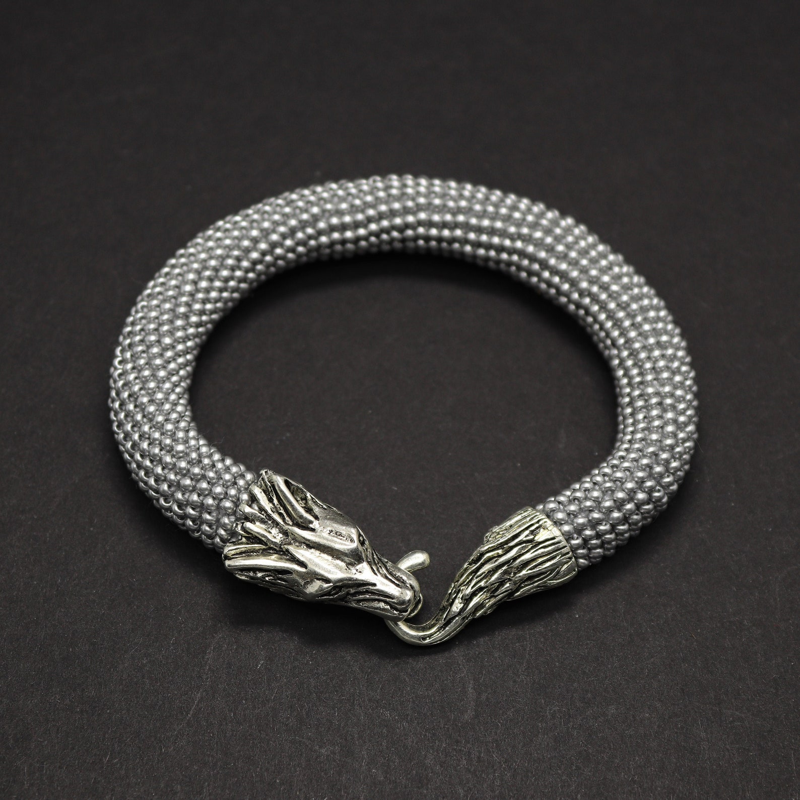 wolf silver bracelet