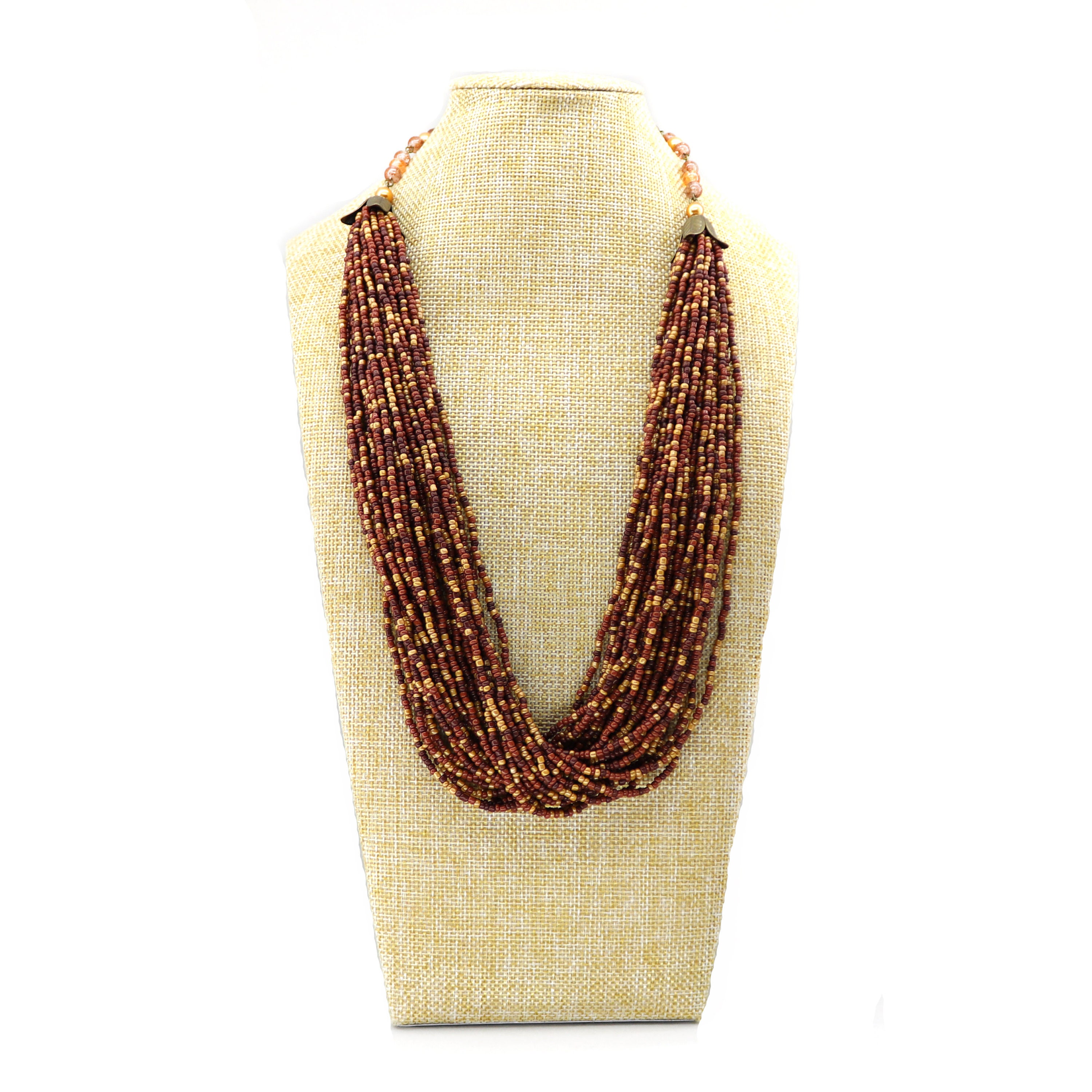 Multi strand seed bead necklace Multi layer necklace Brown Etsy
