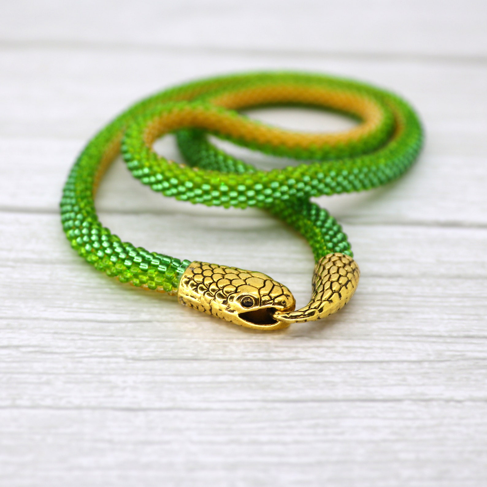 Green Snake Necklace Ouroboros Witch Jewelry Statement Etsy