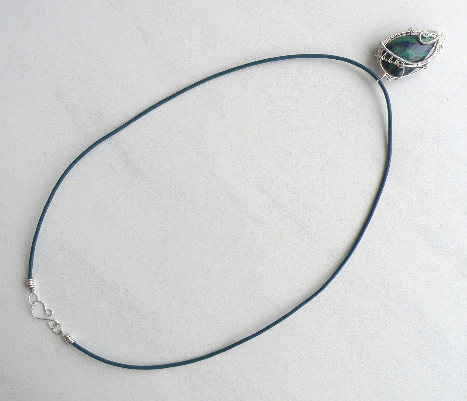 Azurite malachite e argento sterlina filo avvolto gemma | Etsy