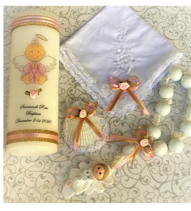 Baptism set. Baptism candle. Girl baptism candle. Baby baptism Etsy