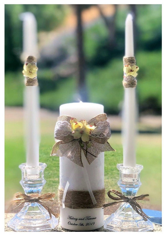Country Wedding Unity Candle Set Unity Candles Barn Unity Etsy
