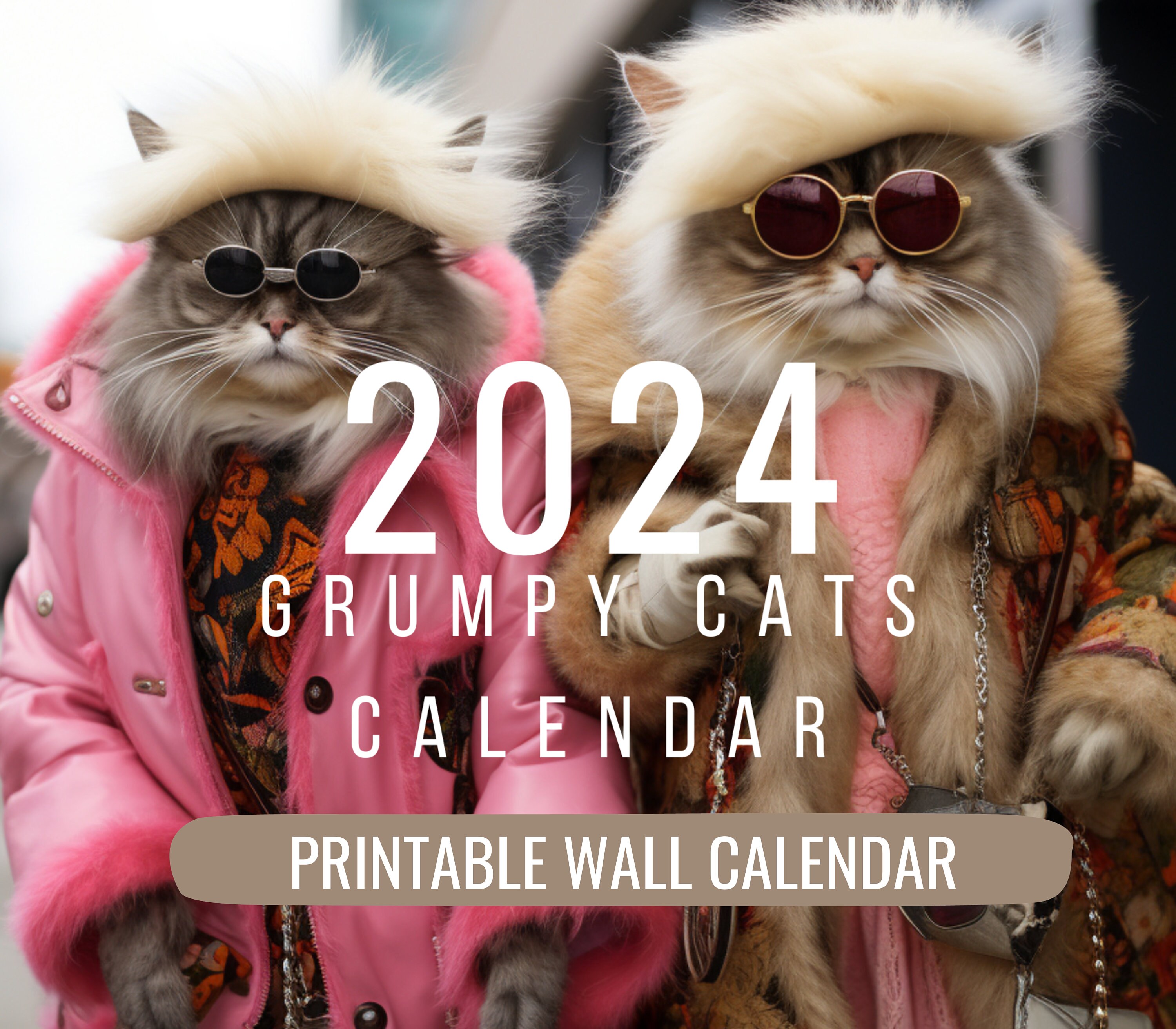Cat Calendar 2024 Ugly Cat Art Painting Calendar Wall - Temu
