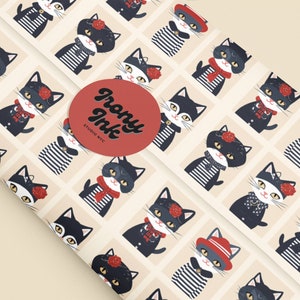 Snowy Parisian Cat Scenes: Premium Wrapping Paper for Cat Lovers, Ideal for Christmas and Holiday Gift Giving