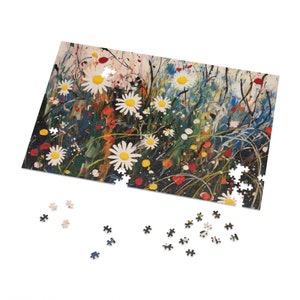 Jackson Pollock Inspired Abstract Flowers 1000-Piece Adult Jigsaw Puzzle