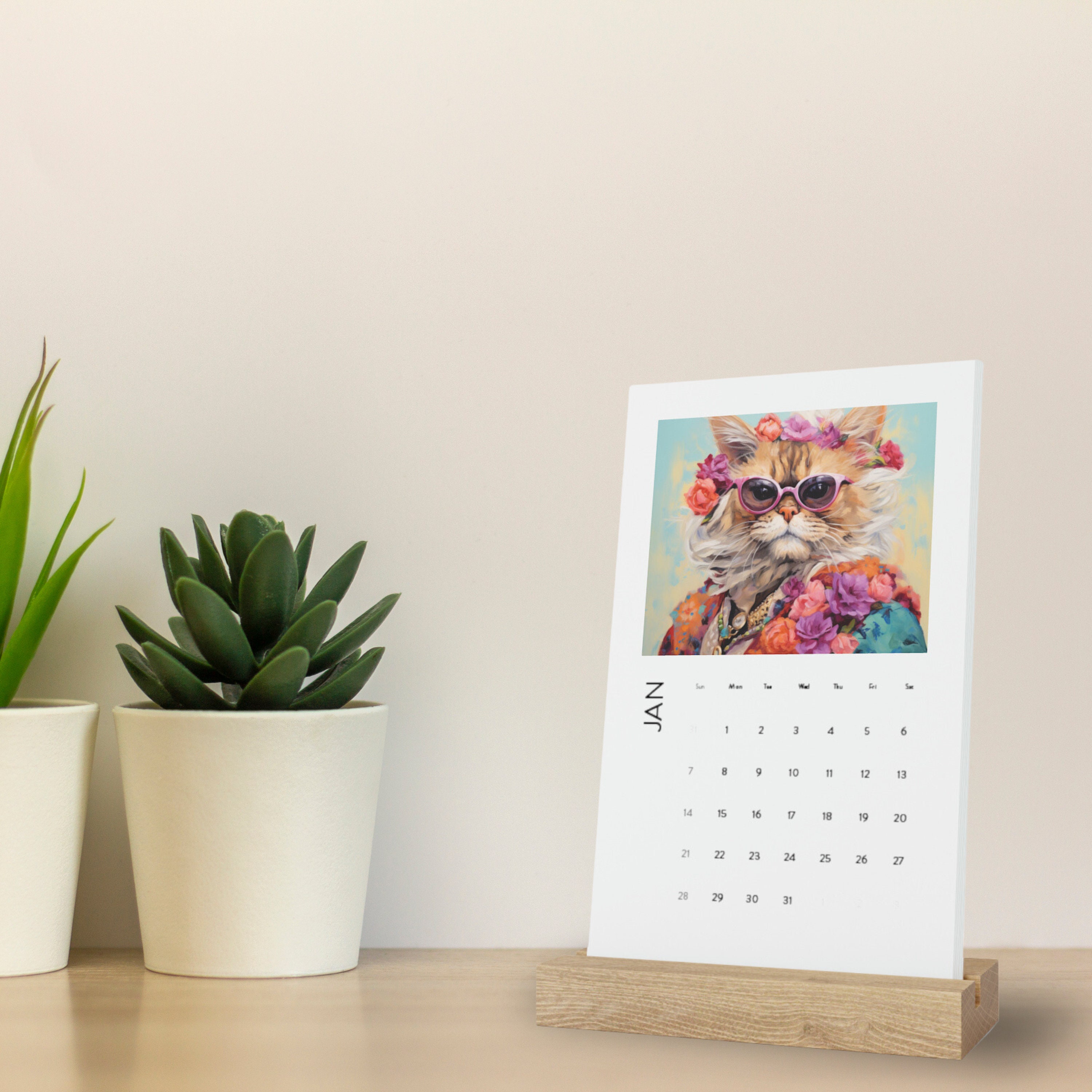 Grumpy Cats in Floral Fashion 2024 Desk Calendar 2024 Calendar Pissed off Cats  2024 Planner Desktop Calendar - Etsy