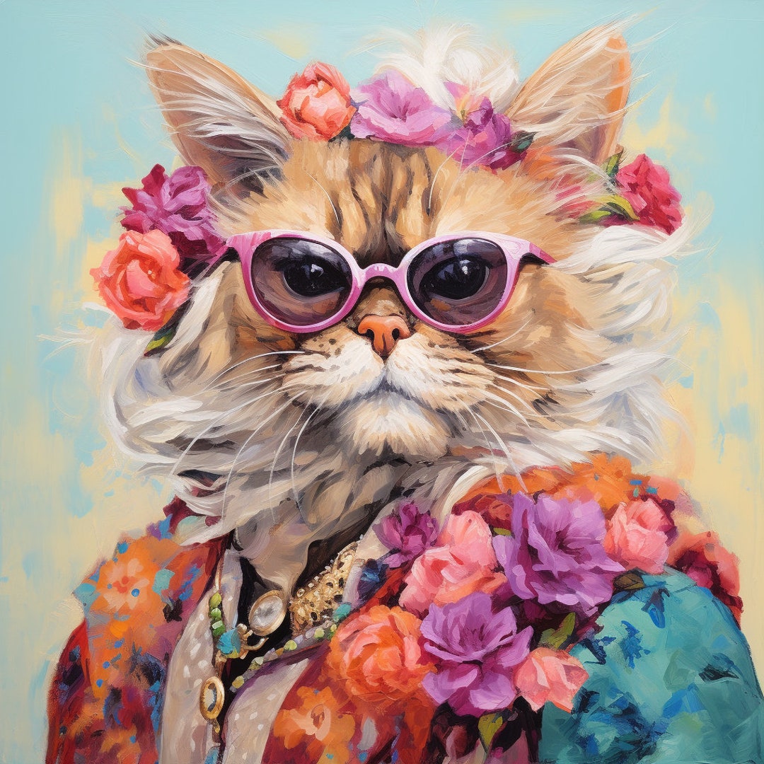 Grumpy Cats in Floral Fashion 2024 Desk Calendar 2024 Etsy