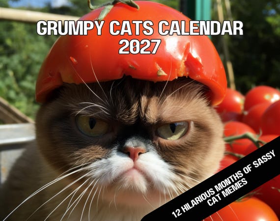 Grumpy Cats Calendar 2027 | Funny Cat Wall & Planner | Sarcastic Cat Lover Gift | Angry Cats