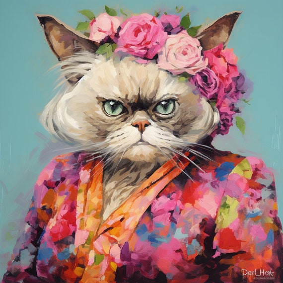 Grumpy Cats in Floral Fashion 2024 Desk Calendar 2024 Calendar Pissed off Cats  2024 Planner Desktop Calendar - Etsy