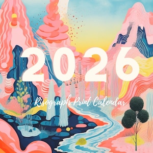 2026 Risograph Inspired  Calendar – Bold Risograph Print Wall Calendar, Artistic Calendar 2026, Unique Risograph Poster, Colorful Art Print