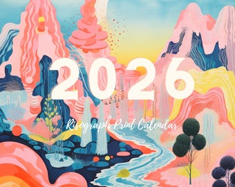 2026 Risograph Inspired  Calendar – Bold Risograph Print Wall Calendar, Artistic Calendar 2026, Unique Risograph Poster, Colorful Art Print