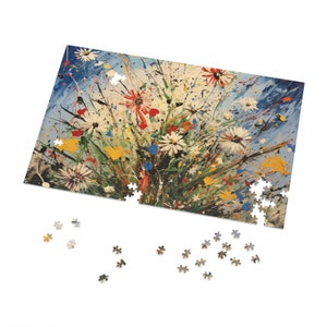 Jackson Pollock Inspired Abstract Flowers 1000-Piece Adult Jigsaw Puzzle